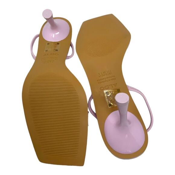 Aldo Deca Pink Square Toe Two Band Heeled Sandal Size 7.5 NWT $85 MSRP - Picture 7 of 7
